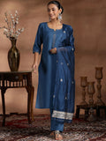 Libas Sequinned Straight Kurta With Trousers & Dupatta
