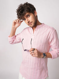VASTRADO Men Striped Fusion Cotton Straight Kurta