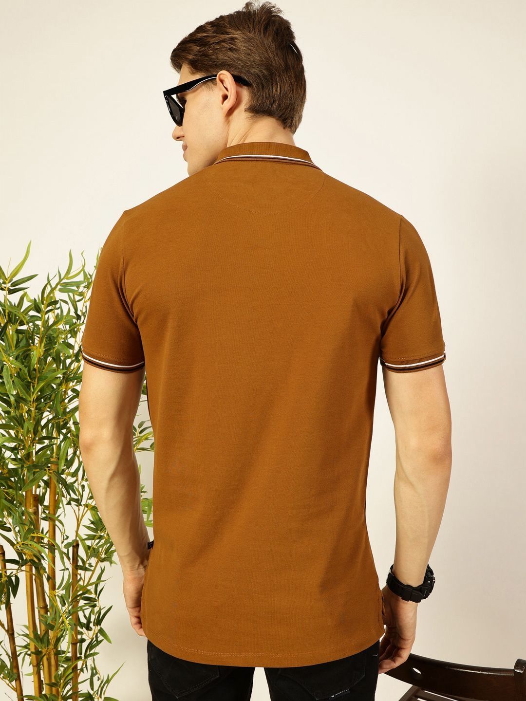 Thomas Scott Men Solid Polo Collar Cotton T-shirt