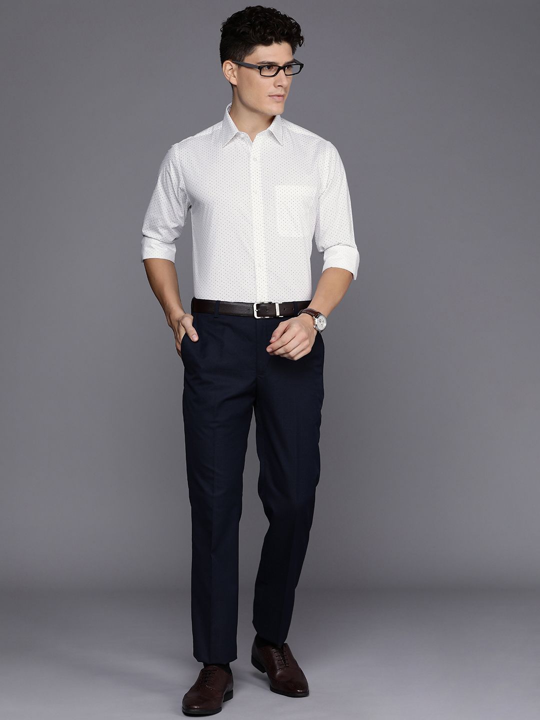 Raymond Pure Cotton Slim Fit Printed Formal Shirt