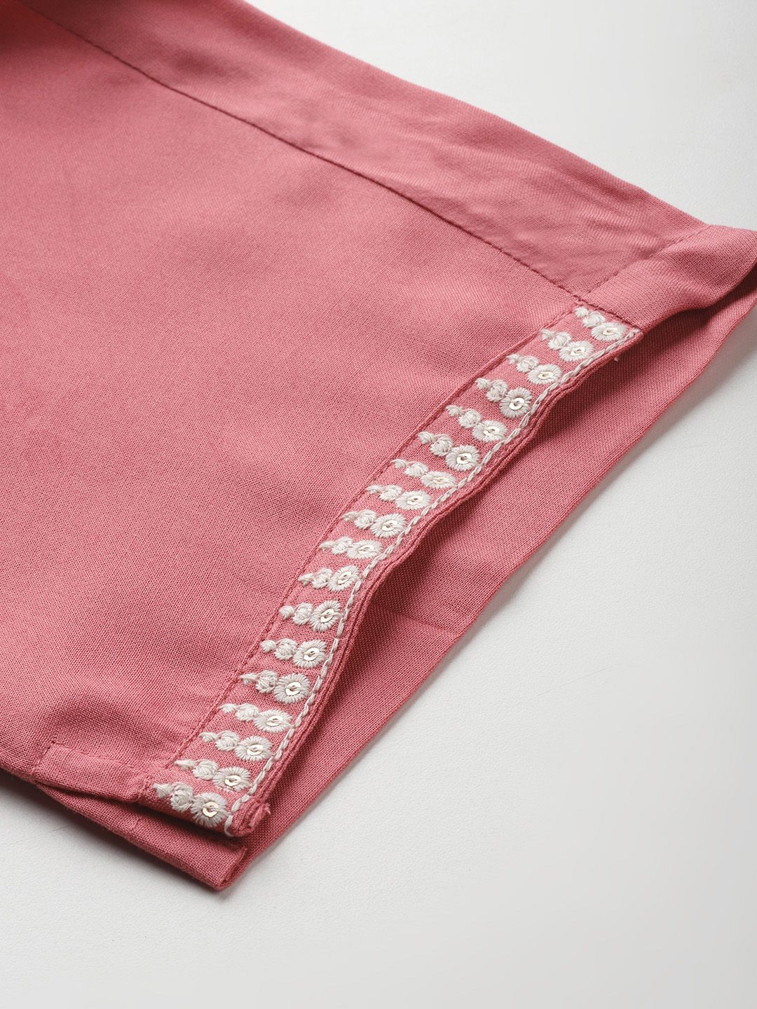 Indo Era Floral Embroidered Sequinned Pure Cotton Kurta with Trousers