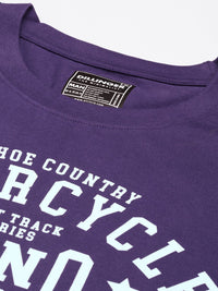 DILLINGER Men Navy Blue Typography Printed Pure Cotton Oversized T-shirt