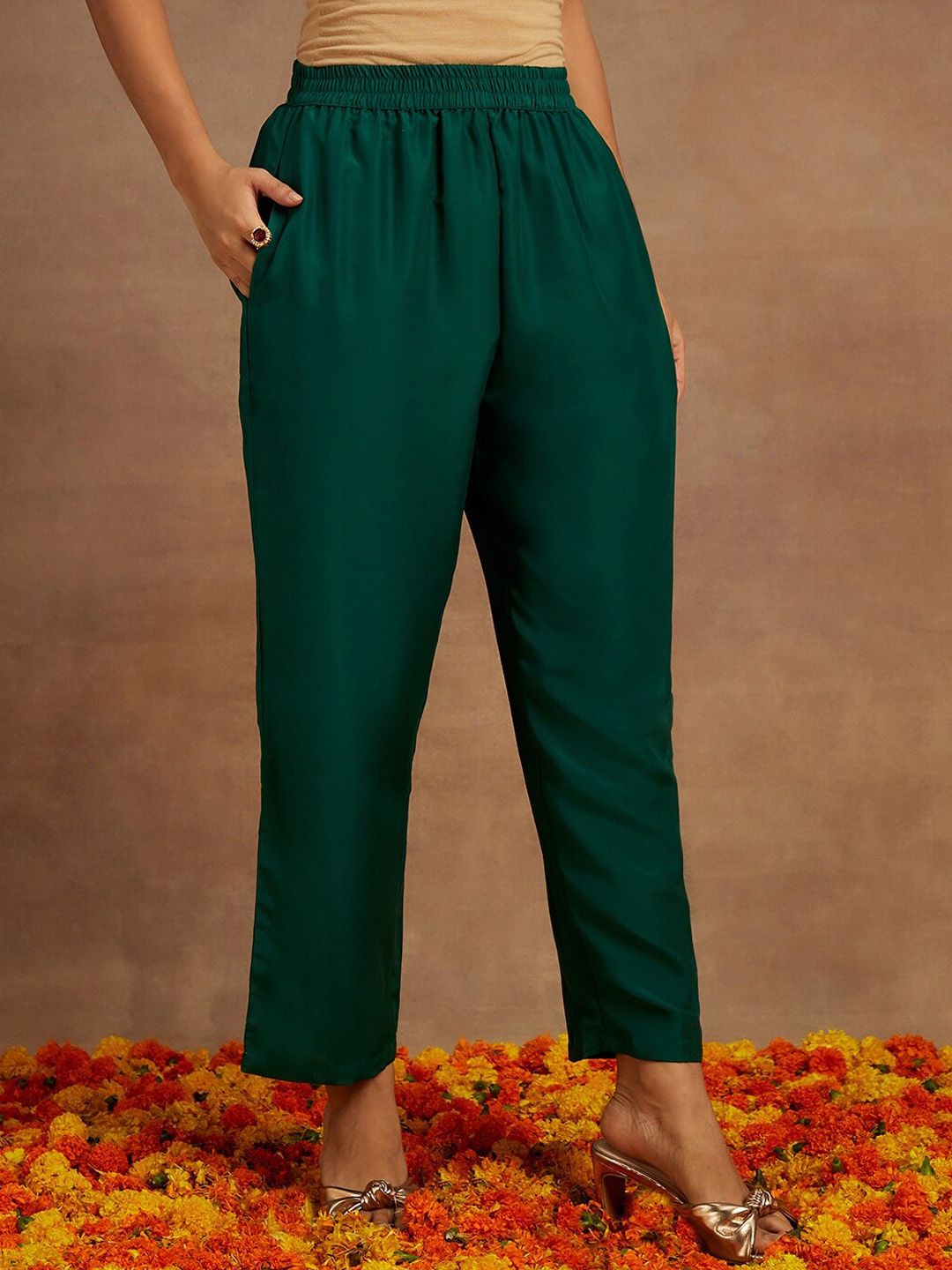 Libas Floral Embroidered Thread Work Kurta With Trousers & Dupatta