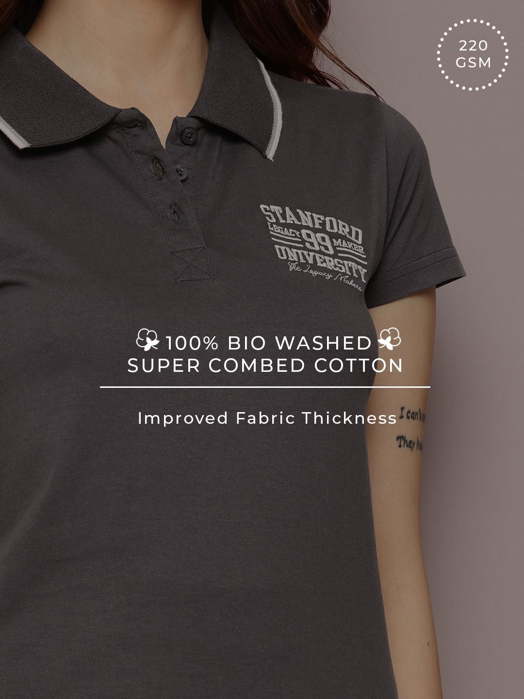 DILLINGER Women's Regular Fit Badge Embroidery Polo Tshirt