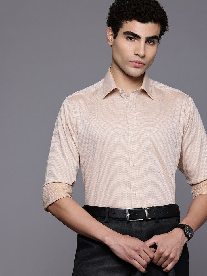 Raymond Slim Fit Geometric Self Designed Pure Cotton Formal Shirt