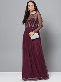 STREET 9 Burgundy Embellished Detail Maxi Dress
