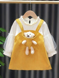 YK Girls Cotton Pinafore Dress With T-shirt