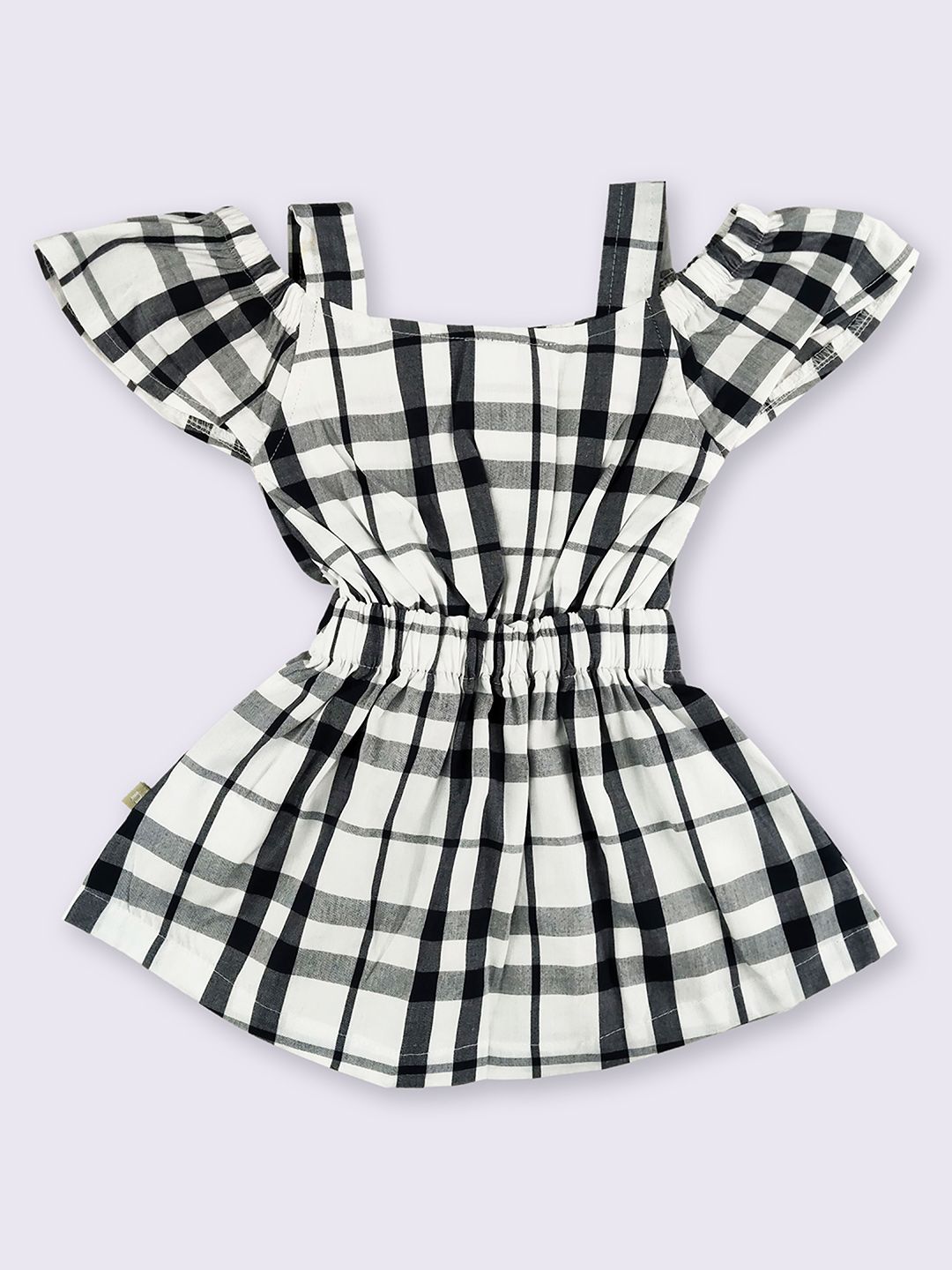 Moms Love Infant Girls Checked Cold-Shoulder Fit & Flare Dress
