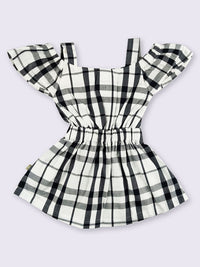 Moms Love Infant Girls Checked Cold-Shoulder Fit & Flare Dress