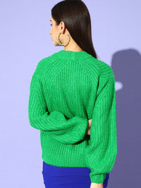 STREET 9 Women Green Cable Knit Pullover