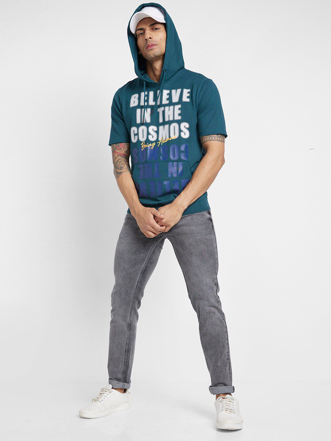 Being Human Typography Printed Hooded Cotton Pullover