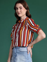 DressBerry Women Striped Casual Crop Shirt