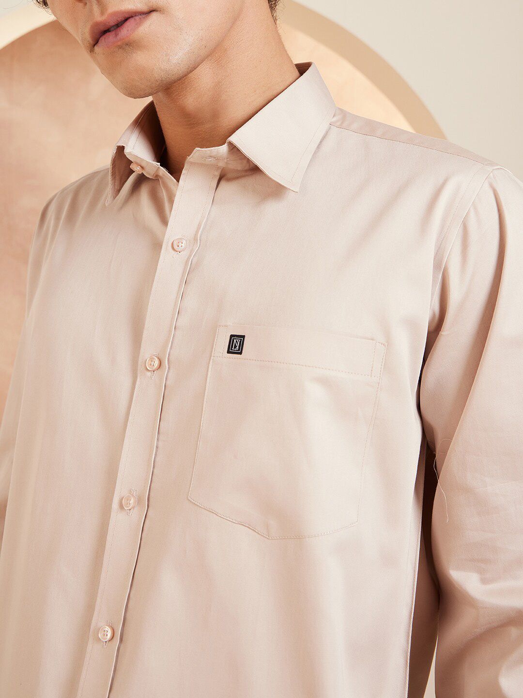 DENNISON Brand Logo Cotton Satin Shirt