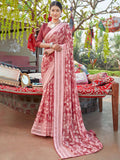 Saree mall Floral Printed Poly Chiffon Block Print Saree