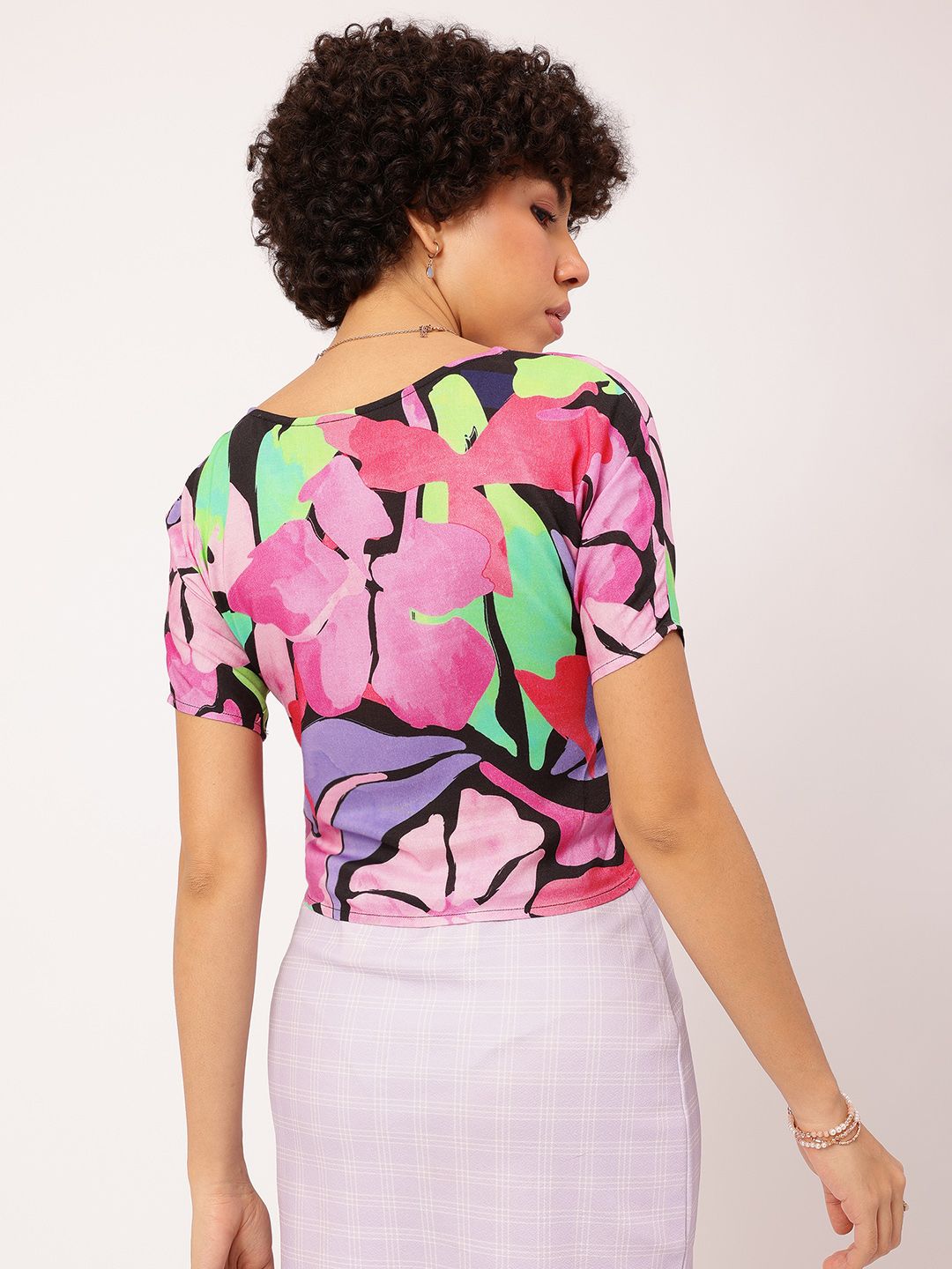 DressBerry Blush & Bold Printed Ruched Top