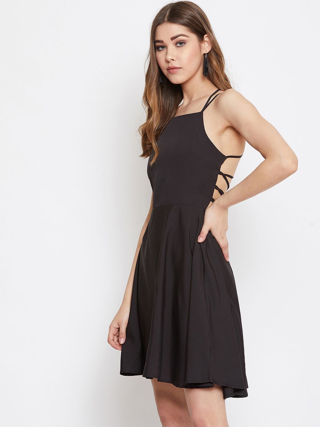 Berrylush Women Black Solid Fit and Flare Dress