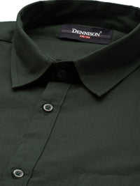 DENNISON Men Green Smart Slim Fit Opaque Formal Shirt