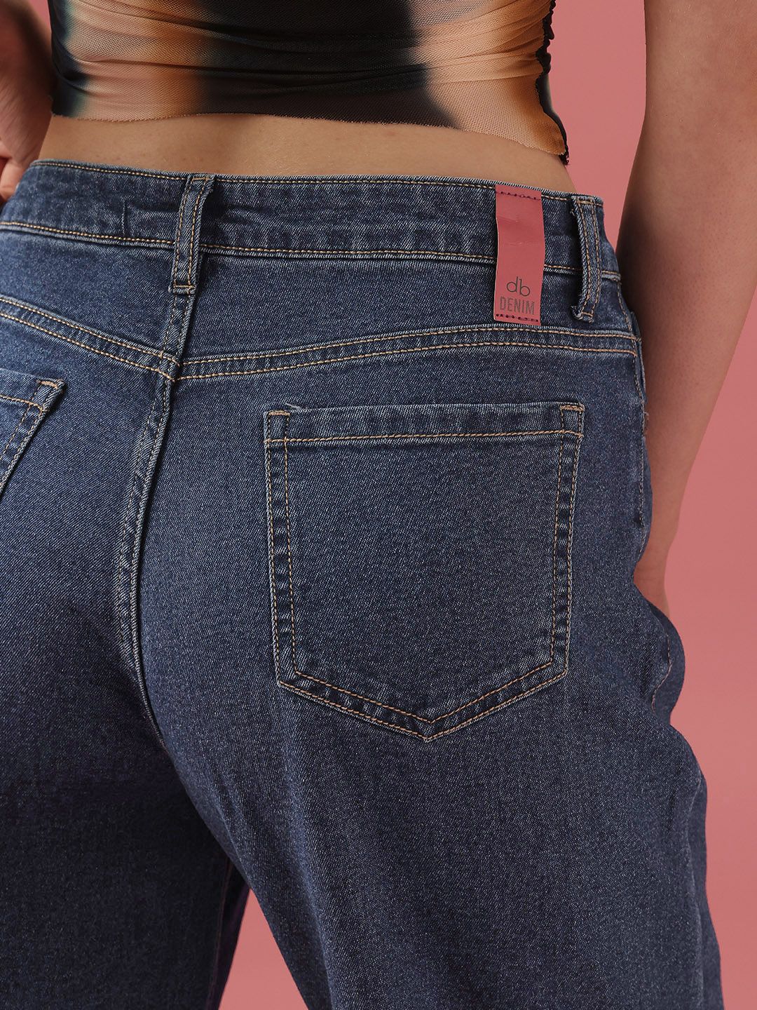 DressBerry Women Mom Fit High-Rise Light Fade Stretchable Jeans