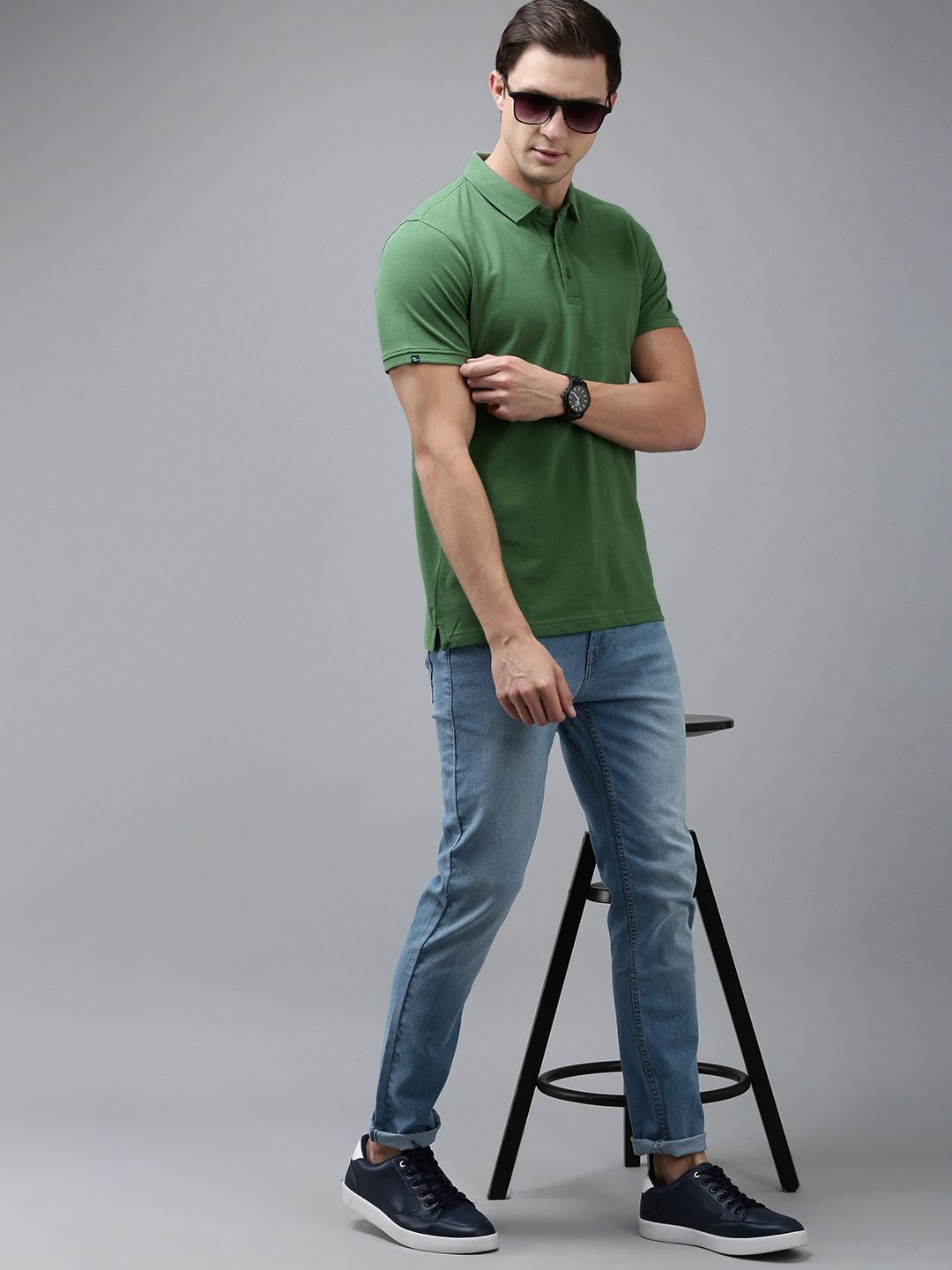 SPYKAR Men Polo Collar Pure Cotton Slim Fit T-shirt