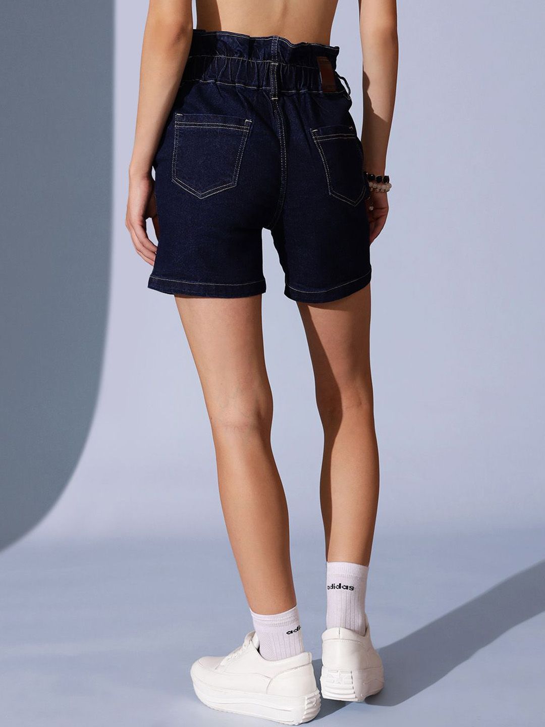 STREET 9 Women Washed High-Rise Denim Denim Shorts