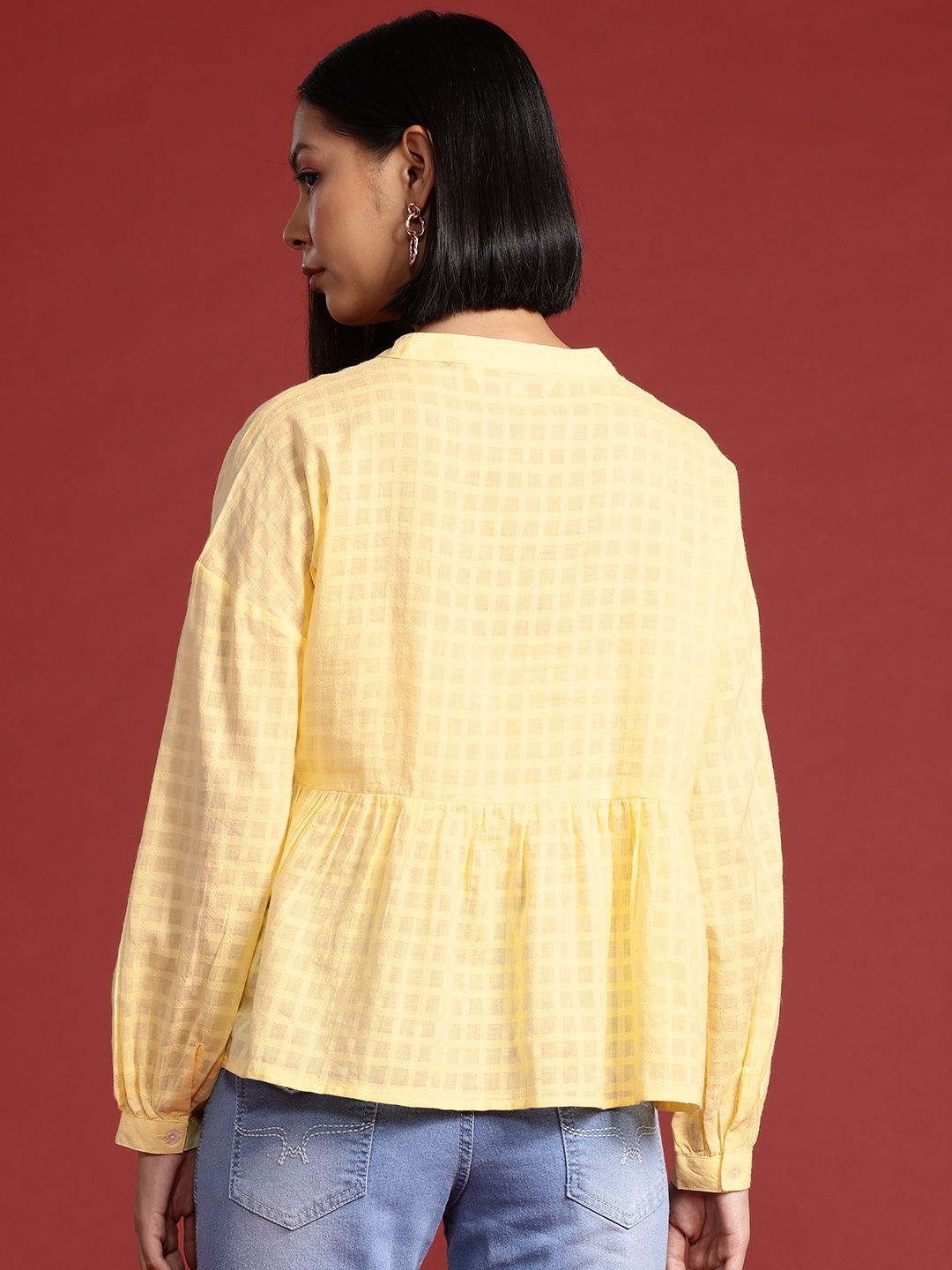 all about you Mandarin Collar Cotton Top