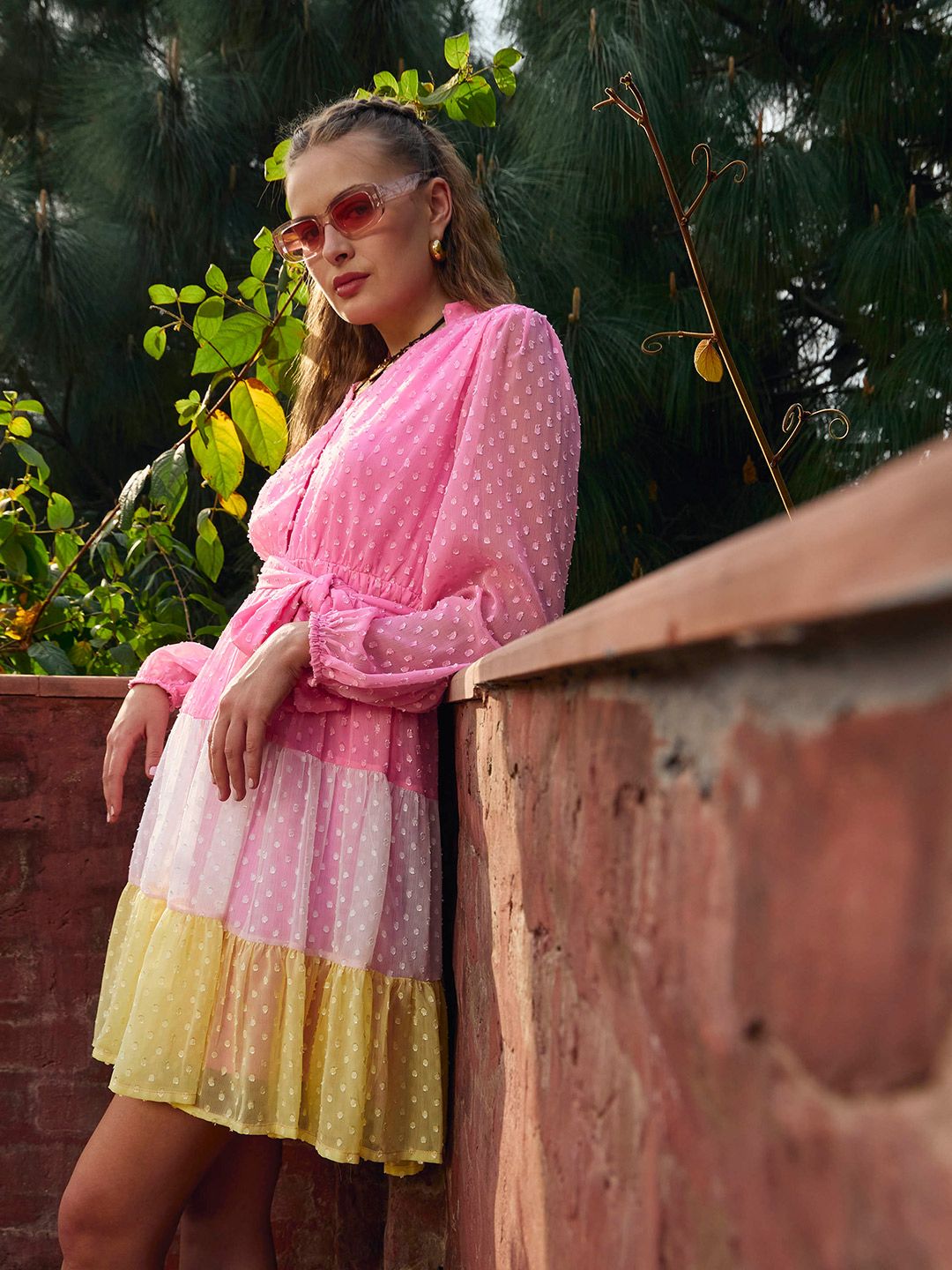 SASSAFRAS Women Colourblocked Fit & Flare Above Knee Dress