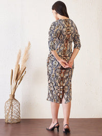 Antheaa Animal Printed Ruched Sheath Dress