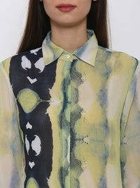 Park Avenue Women Yellow Printed Casual Shirt