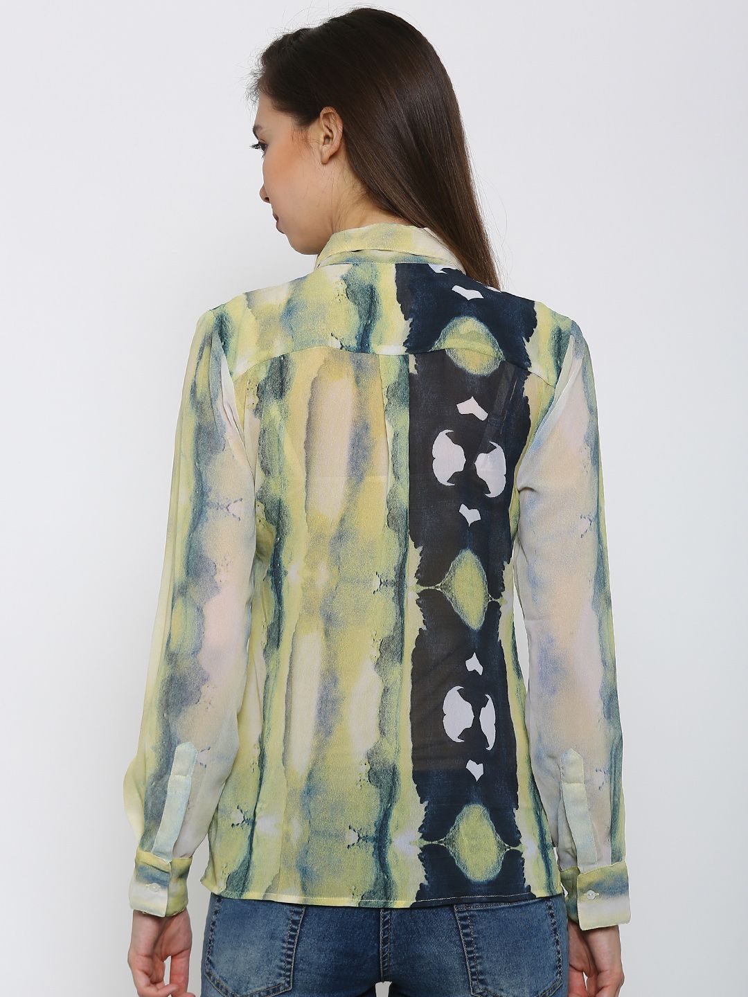 Park Avenue Women Yellow Printed Casual Shirt