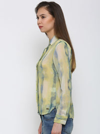 Park Avenue Women Yellow Printed Casual Shirt
