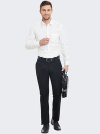 Hancock Men Cream-Coloured Slim Fit Solid Formal Shirt