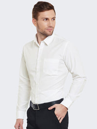Hancock Men Cream-Coloured Slim Fit Solid Formal Shirt