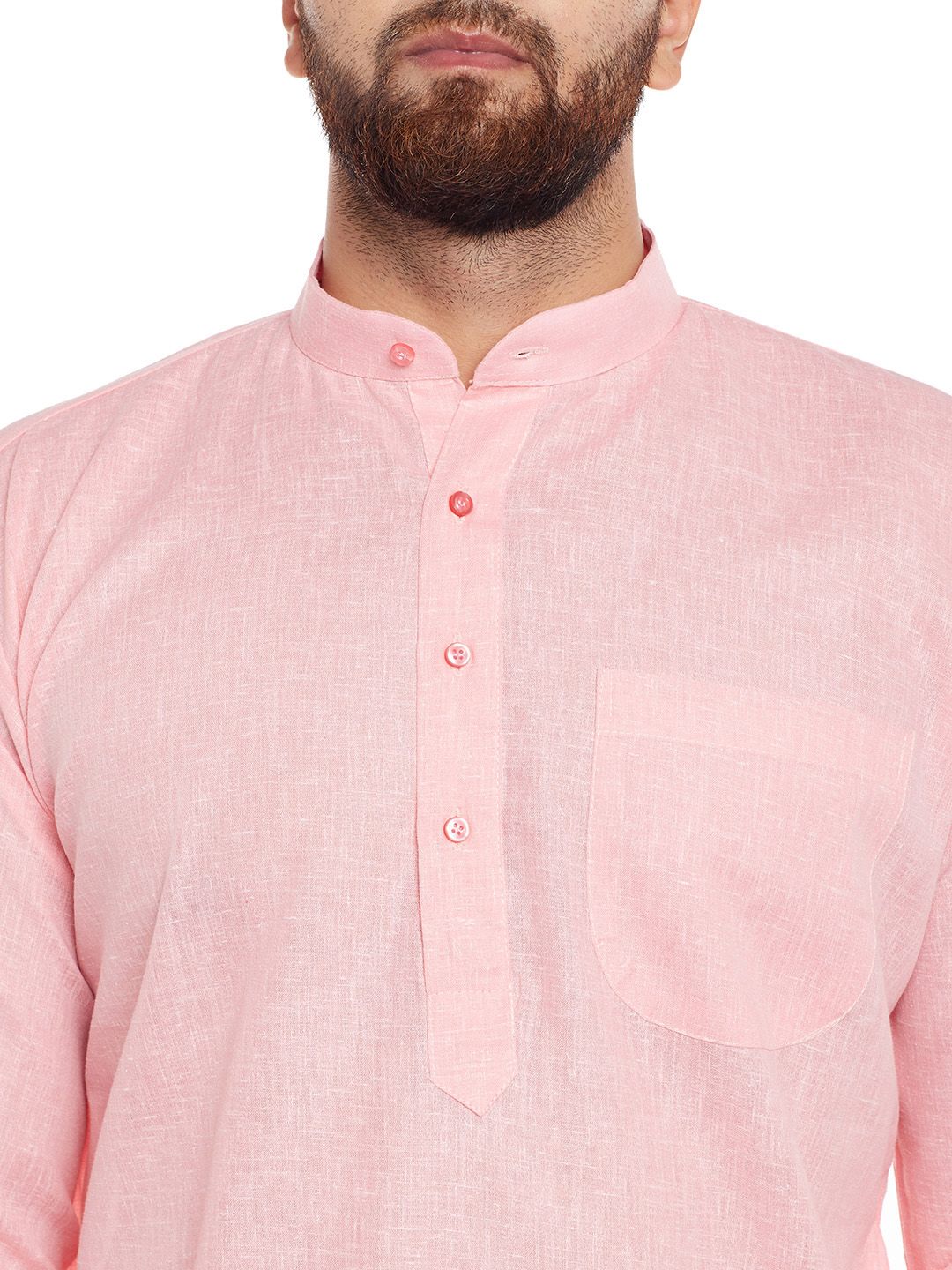 SOJANYA Men Pink Solid Kurta Straight