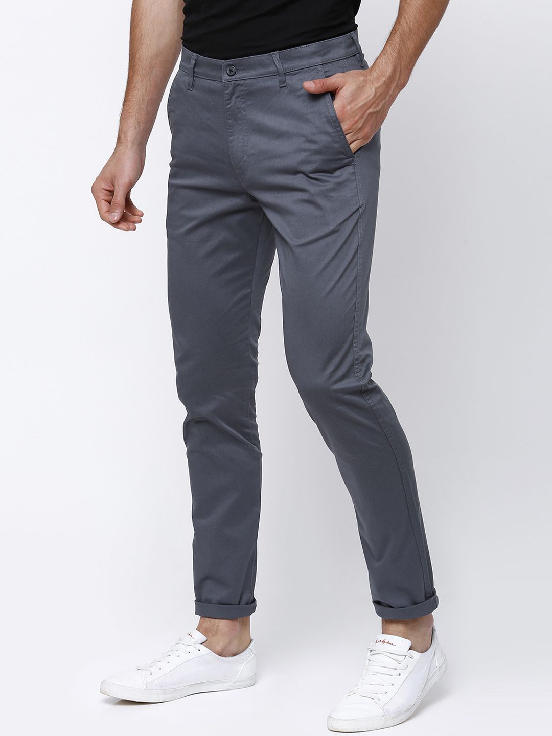 HIGHLANDER Men Grey Slim Fit Trousers