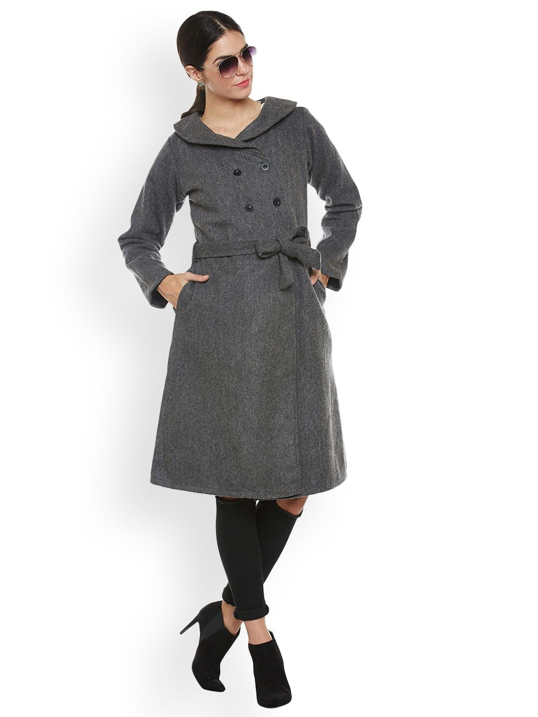 Athena Women Grey Trenchcoat