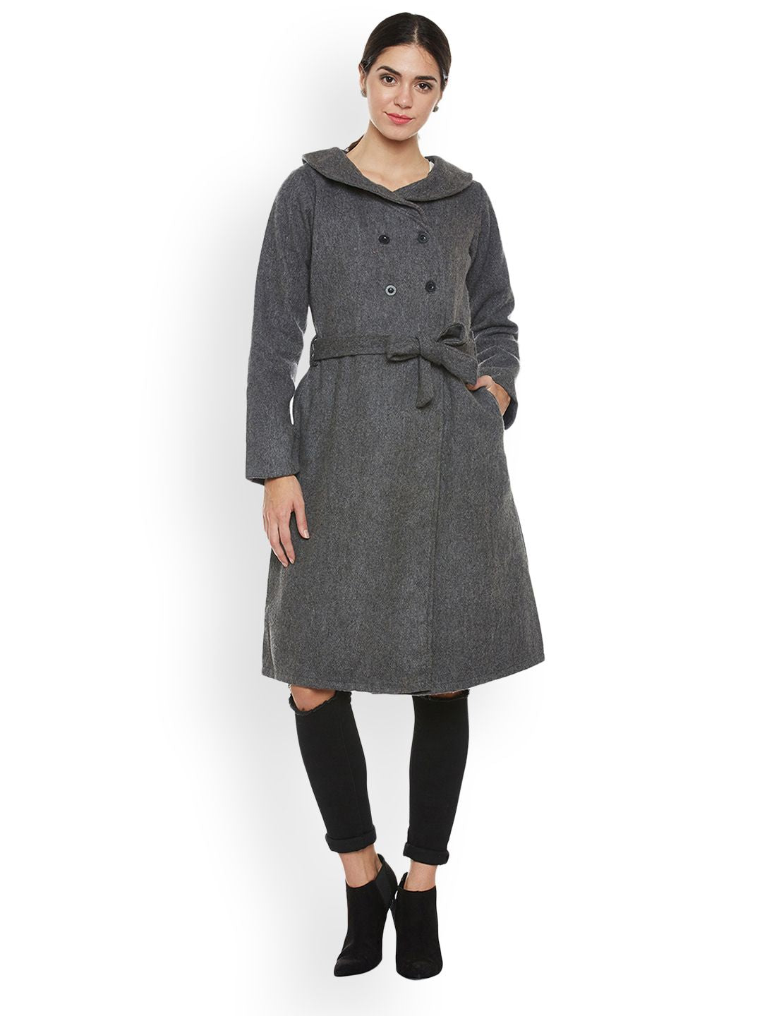 Athena Women Grey Trenchcoat