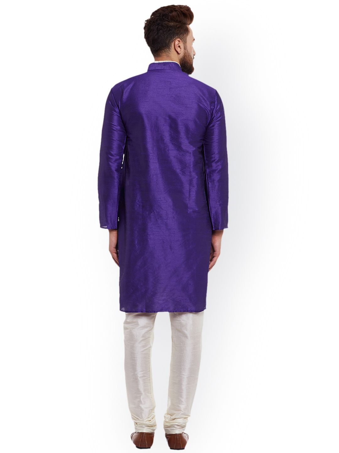 SOJANYA Lelaki Ungu Solid Kurta Lurus