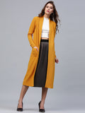SASSAFRAS Mustard Yellow Solid Longline Open Front Shrug