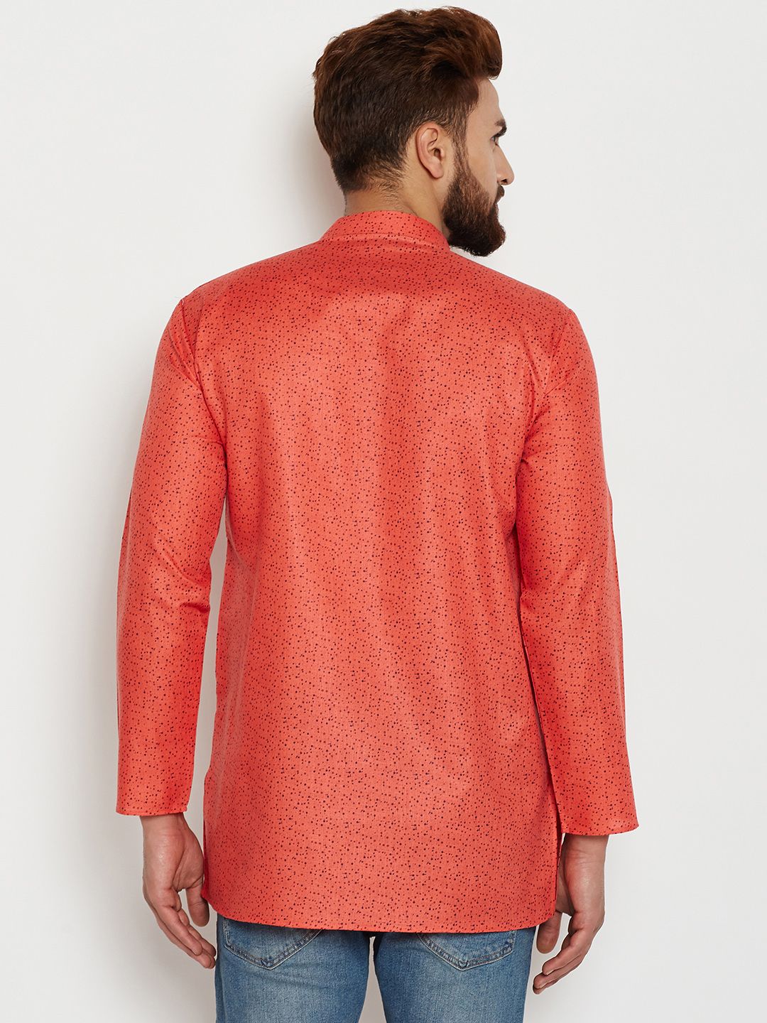 SOJANYA Men Orange Printed Straight Kurta