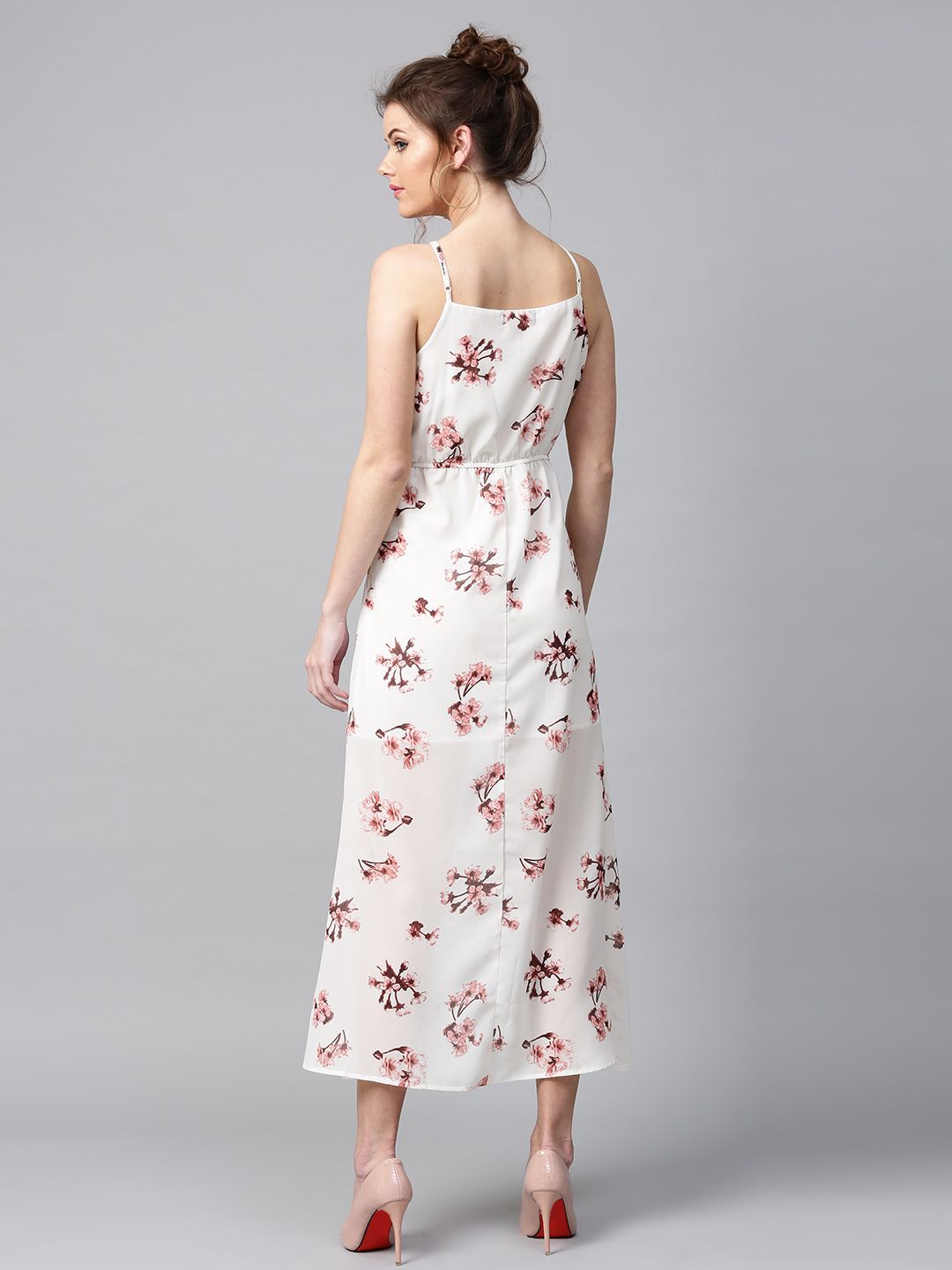 SASSAFRAS White Floral Print Maxi Dress