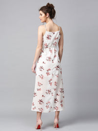 SASSAFRAS White Floral Print Maxi Dress