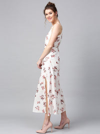 SASSAFRAS White Floral Print Maxi Dress