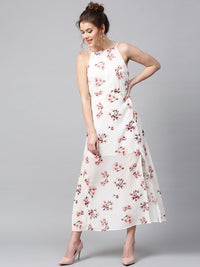 SASSAFRAS White Floral Print Maxi Dress