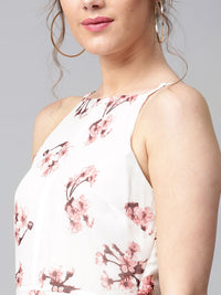 SASSAFRAS White Floral Print Maxi Dress