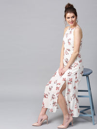 SASSAFRAS White Floral Print Maxi Dress