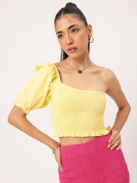 DressBerry Smocked Serenity One-Shoulder Glam Top