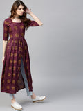 Gerua By Libas Women Purple Printed Anarkali Kurta