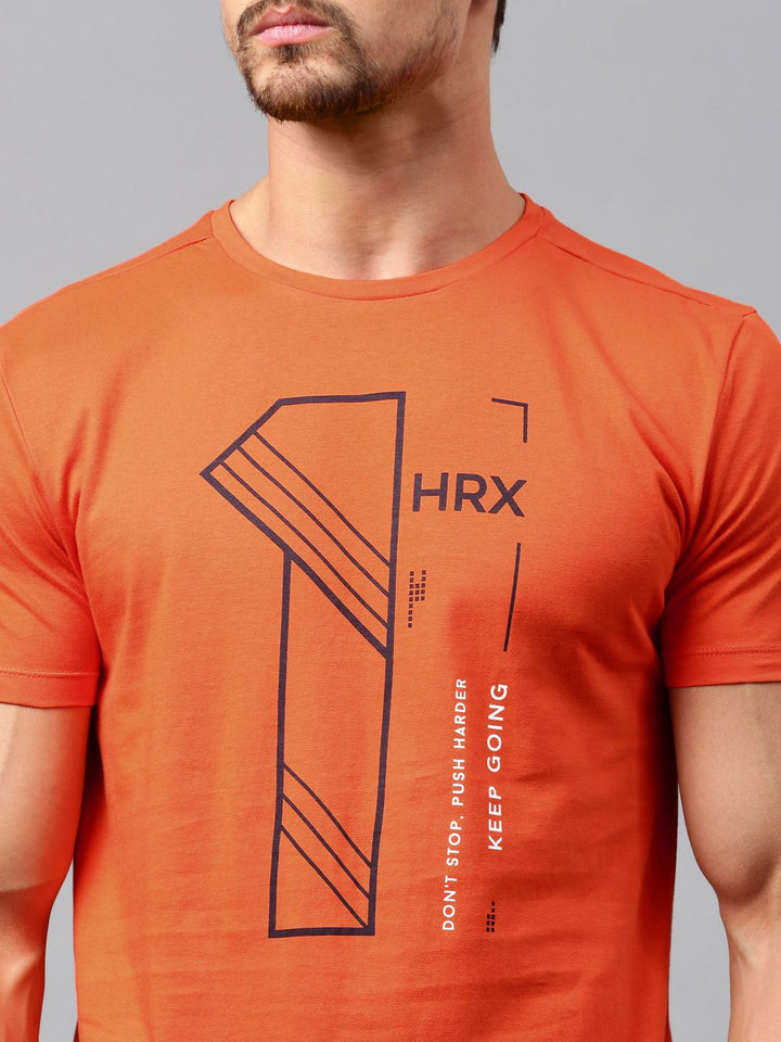 HRX by Hrithik Roshan Men Orange Printed T-shirt