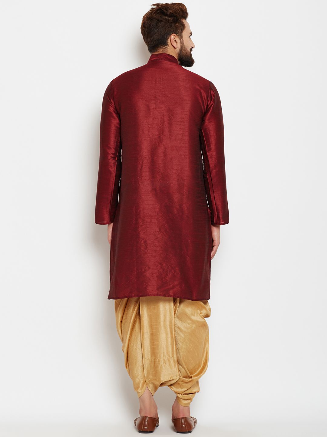SOJANYA Men Maroon Solid A-Line Kurta