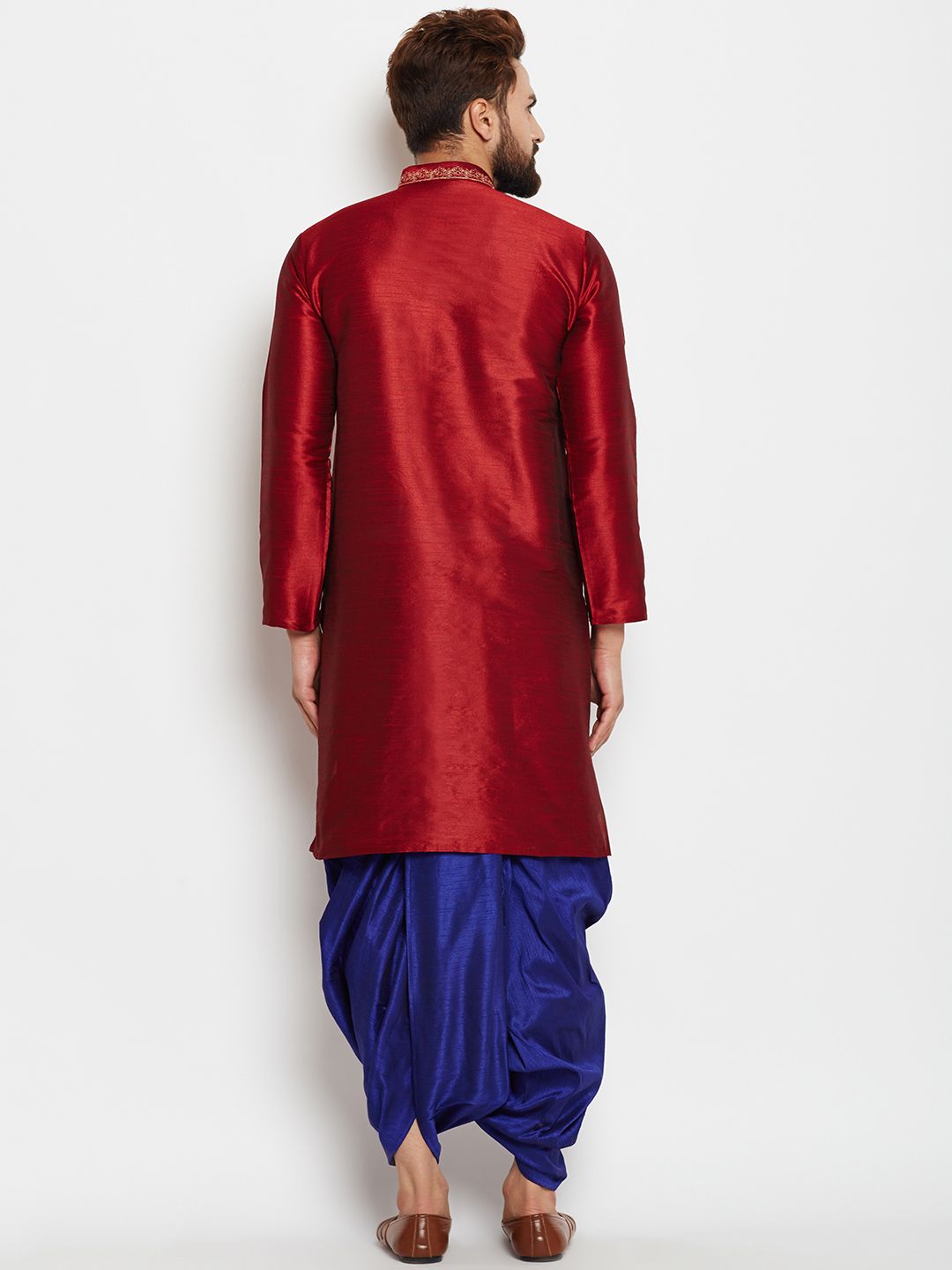 SOJANYA Men Maroon Woven Design A-Line Kurta